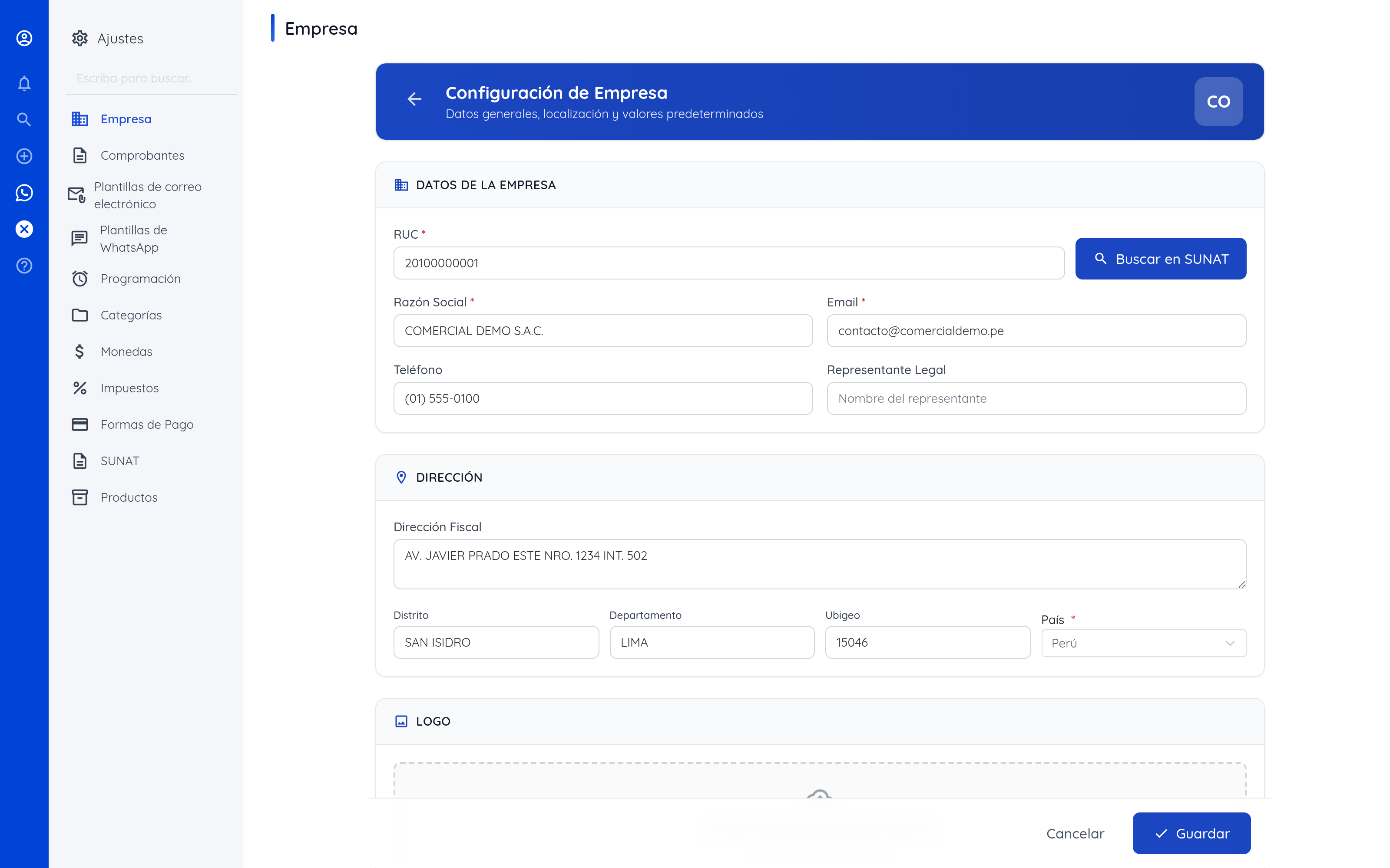 Datos de la empresa